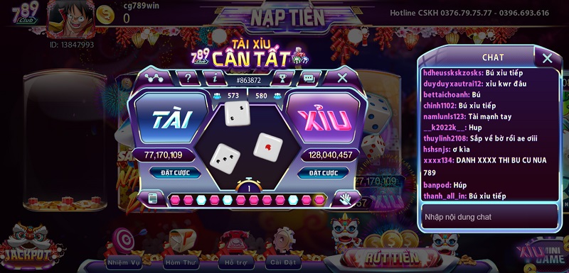 Tài Xỉu là một trong những Minigame được yêu thích nhất tại 789 Club