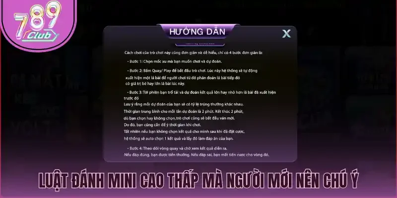 Luật đánh mini cao thấp mà người mới nên chú ý