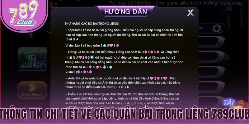 Thông tin chi tiết về các quân bài trong liêng 789Club